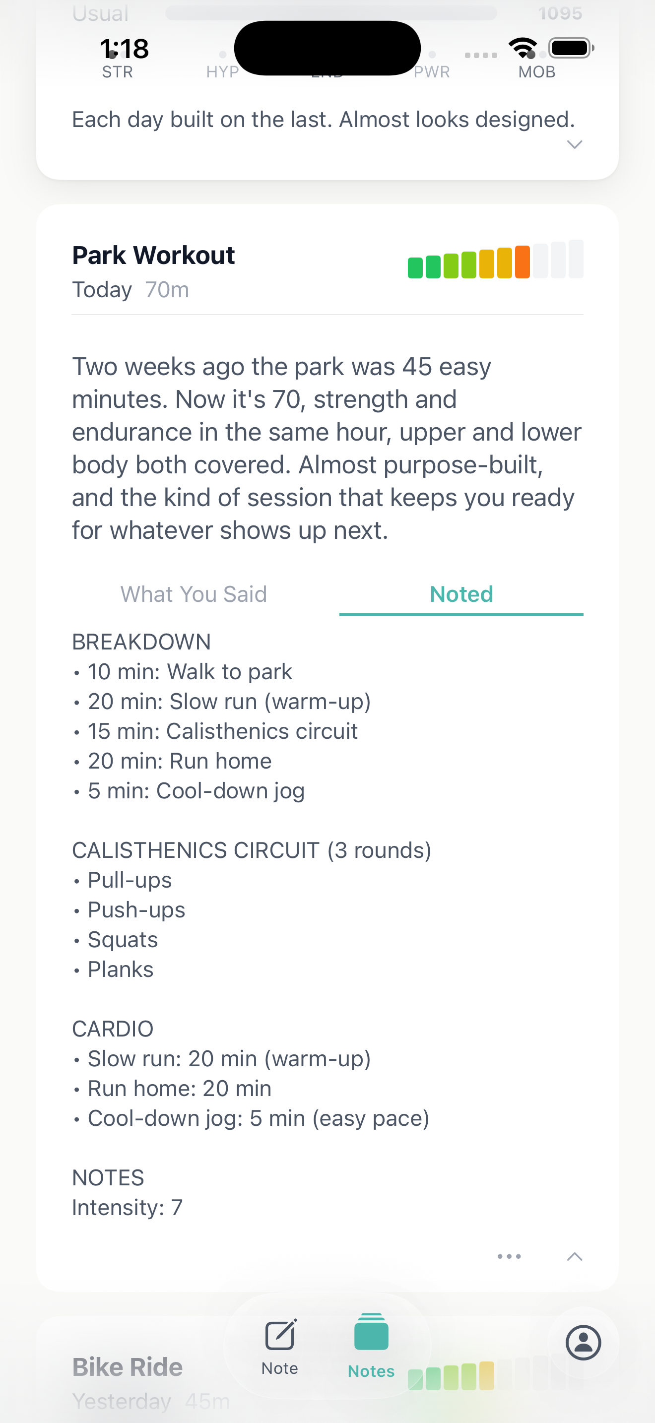 Activity insight and structured breakdown