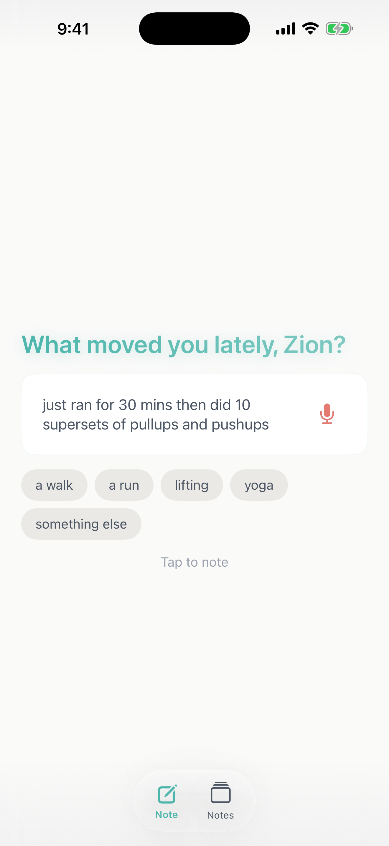 Note any activity with voice or text
